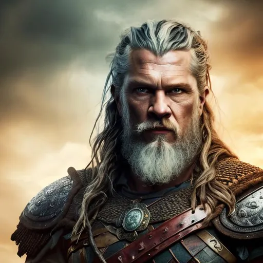 Prompt: "Prompt photo realistic colored portrait - Natural lighting and shadows - Rich textures and details - Realistic colors and proportions of a VIKING GOD NJORD, centered in frame, facing camera, ideal human, 85mm lens,f8, photography, ultra details, natural light, light background, photo, Studio lighting, ultra high definition,, centered 