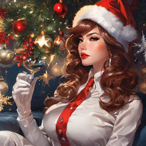 Prompt: digital artwork, digital illustration, trending on artstation, Christmas in the style of Artgerm, Arthur Suydam, Alex Maleev, Shintaro Kago, Gil Elvgren, Greg rutkowski, dark color palette, amazing shading, masterpiece, 4k, intricate detail