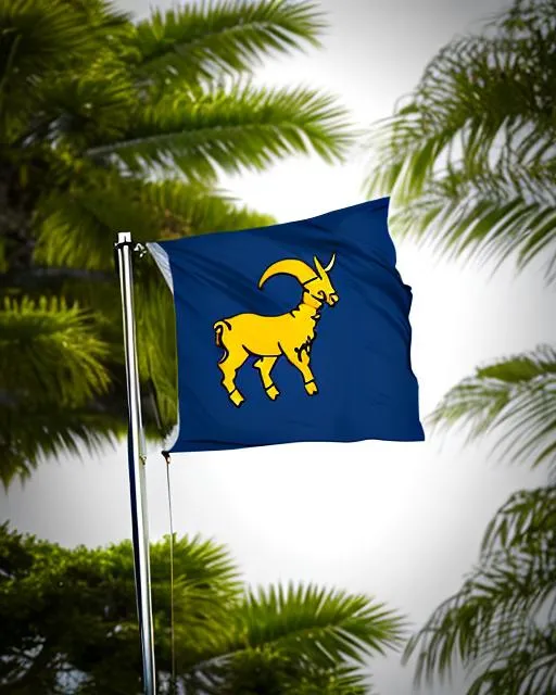 Prompt: The zodiac symbol for Capricorn, the goat, on a waving  flag on a flagpole , ultra detailed, highly detailed scenario, photorealistic, intricate, masterpiece, UHD, HDR, symmetric, coherent, epic detail, stunning, beautiful, ,lumen render ,lumen path tracing ,path tracing light ,path tracing shadow ,path tracing special fx, 