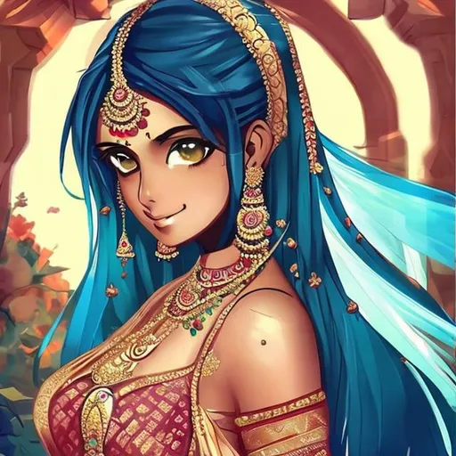 Prompt: Anime-style Indian bride in a bikini, and a very perfect look, also a satisfying beauty, also a perfect figure  