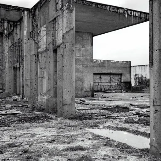 abandoned fish plant, apocalypse, cinder blocks | OpenArt