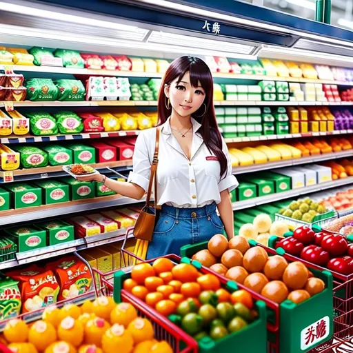 Prompt: Real human, Real person, Living person, miniature-sized very attractive japanese woman standing in a busy miniature  supermarket, colossal-size food and products, minitaure-sized customers, trolleys,  perfect composition, beautiful detailed intricate insanely detailed octane render trending on artstation, 888k, photorealistic concept art, soft natural volumetric cinematic perfect light, chiaroscuro, award - winning photograph, masterpiece, oil on canvas, raphael, caravaggio, greg rutkowski, beeple, beksinski, giger, Highly detailed photo realistic digital artwork. High definition. Face by Tom Bagshaw and art by Sakimichan, Android Jones" and tom bagshaw, soft, pretty visuals, aesthetic, artstation, shadow effect, insanely detailed and intricate, highly detailed, large chest, Unreal Engine 5, volumetric lighting, CryEngine , fantasy aesthetic, soft delicate features, ultra detailed, beautiful face, intricate, elegant, 3345k, insanely detailed, insanely realistic, insane details,  hyper detail, athletic body, high cheekbones, detailed face, ultra realistic, full body and face focus, intricate details, exceptional detail, fantasy, ethereal lighting, hyper sharp, sharp focus, photorealistic portrait, detailed face, highly detailed, realistic, hyper realistic, colorful, Ultra realistic, , Highly detailed photo realistic digital artwork. High definition. Face by Tom Bagshaw and art by Sakimichan, Android Jones" and tom bagshaw, soft, pretty visuals, aesthetic, artstation, shadow effect, insanely detailed and intricate, highly detailed, large chest, close-up, gigantic facing towards the camera, head and shoulders