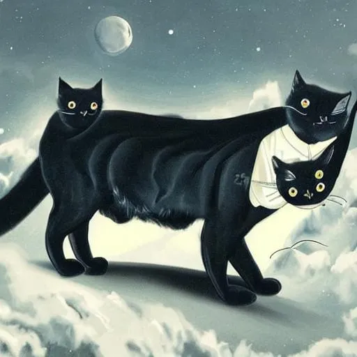 Prompt: BIg black cat with tuxido in a lambo with millions of dollors on the moon with a big space ship