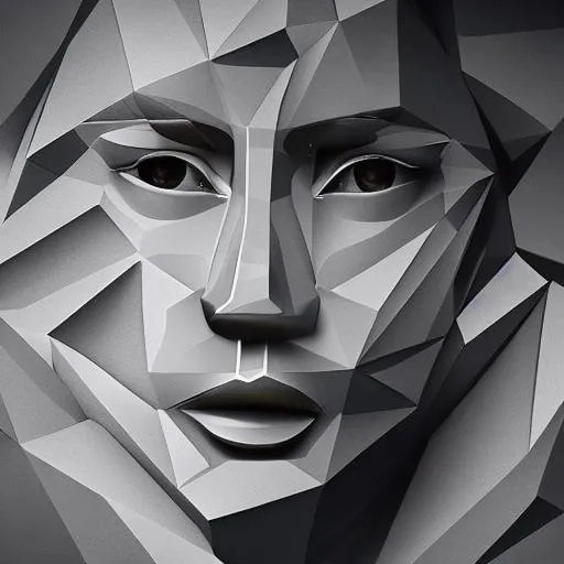 Prompt: isometric polygon face_ted photocamera, classical paint on facets, deviantart, lifespan, surreal