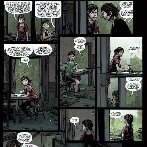 The last of us comics 4k, ellie in DC-style panels