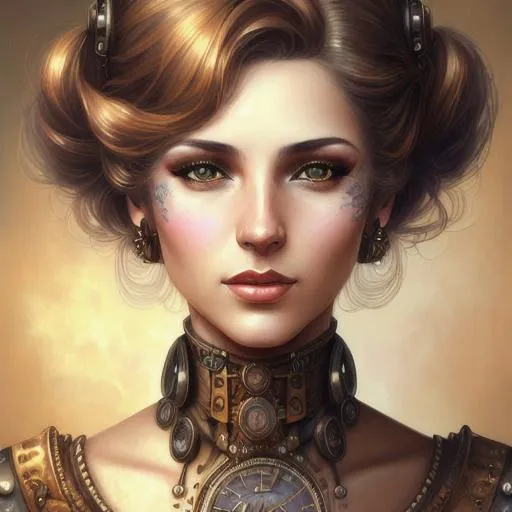 Prompt: a digital painting of woman’s face, digital art,  steampunk girl with smudged face , realistic 3d render, a beautiful artwork illustration, 80's style tomasz alen kopera, smooth 3d illustration