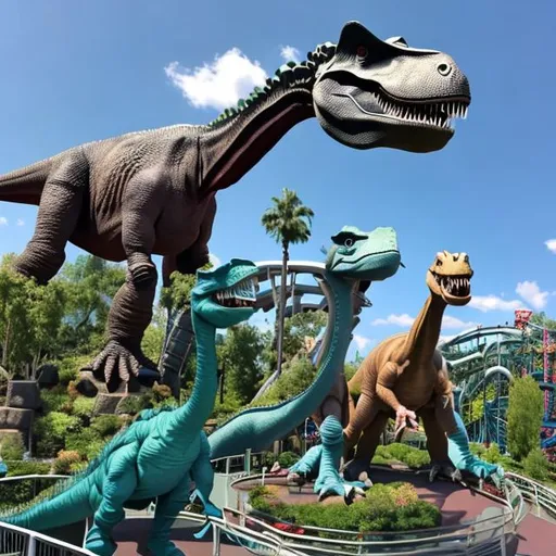 Prompt: themepark,dinosaurs,rolloercoasters


