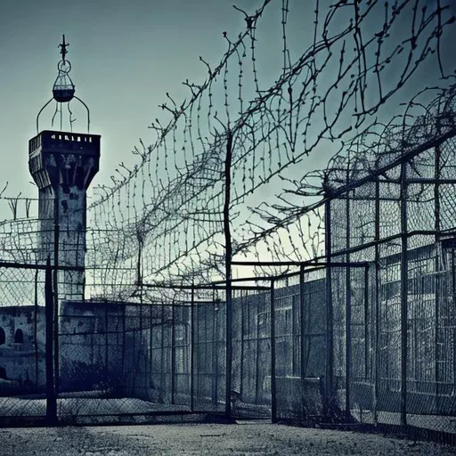 Castle Prison Modern Scifi Fortress Barbed Wire 