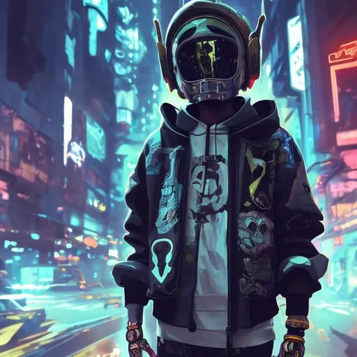 Prompt: flcl fighter wearing streetwear with vintage robot mask and hat, portrait, city astral realm ruins environment, intricate, very detailed robot portrait with symmetrical eyes, large head, He holds up a DNA hologram in his hands., cinematic lighting, amazing composition , 3d octane render, unreal engine, hyper realistic, soft illumination, trending artstation, environmental concept art, all in grey, colors, trending on ArtStation, , cinematic lighting