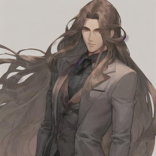 Handsome man with long, silky brown hair | OpenArt