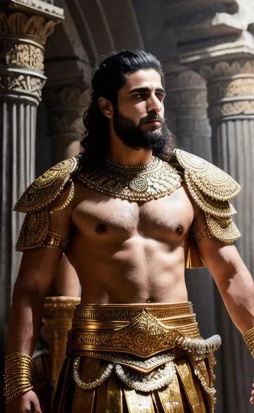 Prompt: create most beautiful photograph of most beautiful fictional  Achaemenid King, extremely, detailed environment, detailed background, intricate, detailed skin, natural colors , professionally color graded, photorealism, 8k, moody lighting.