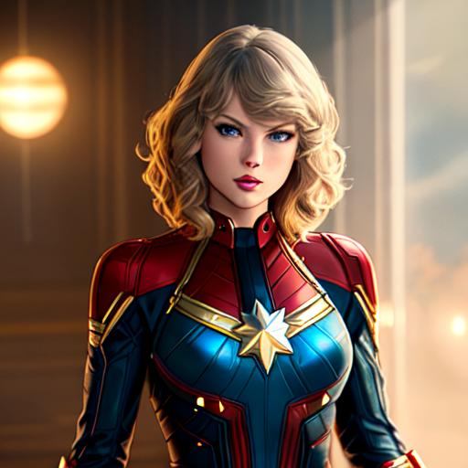 Taylor Swift as Captain Marvel, beautiful photograph...