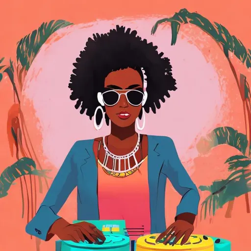 Prompt: Chic, Haitian DJ. Illustration.