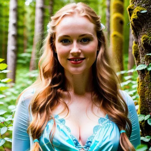 Prompt: a hyper realistic ultra detailed image, of a women, standing in a forest, full-body picture, hyper-realistic photo, a beautiful Icelandic women, with fair pale skin, age about 26, long ginger hair, long wild hair, flowing in the wind,  cute little smile, rose red lips, beautiful baby blue eyes, beautiful face, mischievous,   full body, feet to head, super beautiful face, petite , pink, cute, photorealistic beautiful woman, sci-fi, stunning realistic photograph, fractal isometrics details bioluminescence, masterpiece, high quality, detail, perfect anatomy, detailed symmetric realistic face, wet skin, Wet hair, goddess, exotic, stunning realistic photograph, 3d render, octane render, intricately detailed, cinematic, trending on artstation, photorealistic, intricately detailed, full colour, high definition, 4k Ultra High Definition, 8k Ultra High Definition,  Nikon d850 film stock photograph, 4k resolution, 8k resolution, ultra high definition, 8k, unreal engine 5, ultra sharp focus, award-winning photograph,