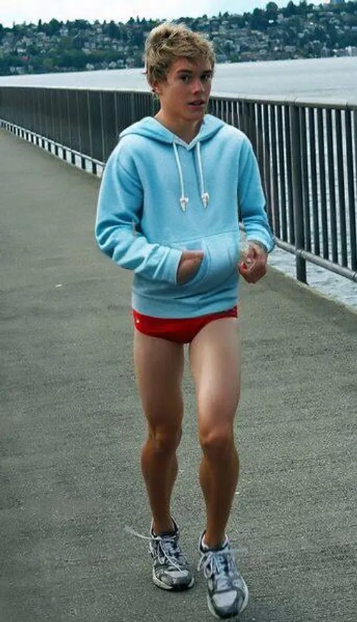 Prompt: teenage boy in a light blue hoodie