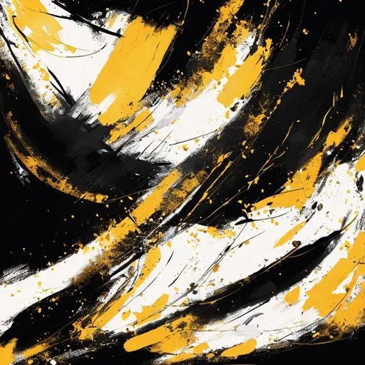 Prompt: black background with few abstract golden and white brush strokes