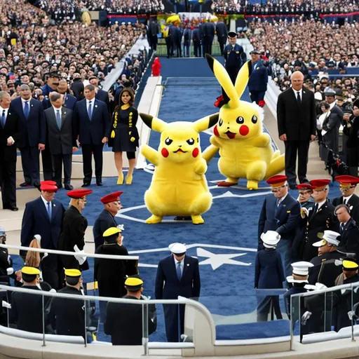 Prompt: Pikachu being inaugurated as the President of the United States.