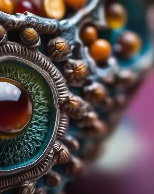 Prompt: Through the eyes of a macro lens, intricate details of a still life setup shine, revealing textures and colors that are otherwise unseen.