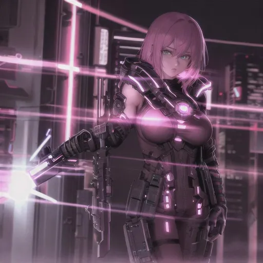 OpenDream - cyberpunk anime girl with futuristic armor covering her face