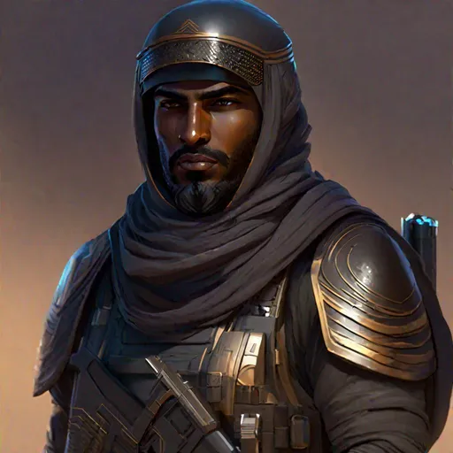 Fading suns Al-Malik male soldier He wears a full he...