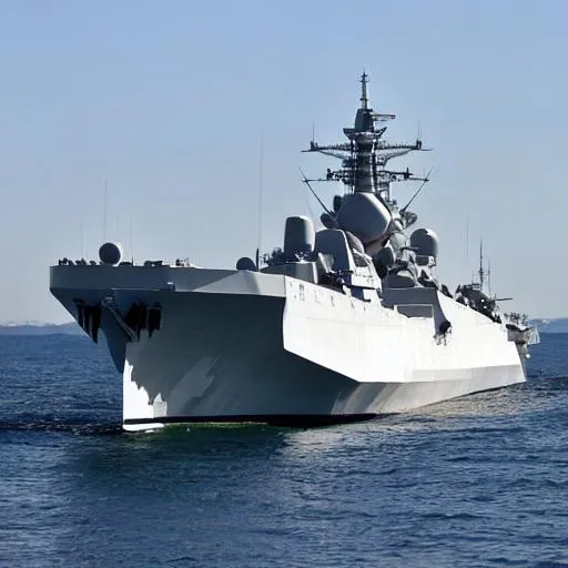 Prompt: White battleship, 