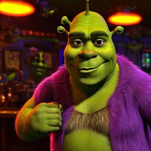 Prompt: Shrek goes to the strip club