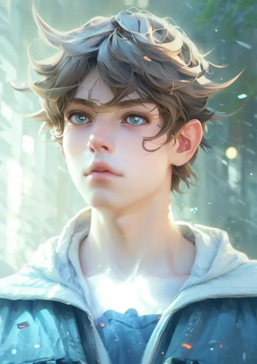 Prompt: Closeup face portrait of a man, smooth soft skin, big dreamy eyes, beautiful intricate colored hair, symmetrical, anime wide eyes, soft lighting, detailed face, by makoto shinkai, stanley artgerm lau, wlop, rossdraws, concept art, digital painting, looking into camera