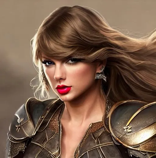 Prompt: award winning portrait painting of a Taylor Swift wearing battle armor (backlighting:1.4), digital painting, concept art, smooth, sharp focus, rule of thirds, science fiction, full body with head, intricate details, long shot, (medium depth of field:1.1), highly detailed, splash art, CFG 8
