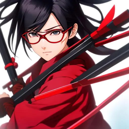 sarada uchiha, uchiha, ninja, anime, red glasses, re