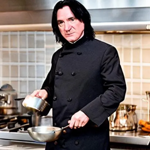 Prompt: Severus Snape as Gordon Ramsay in chef's hat