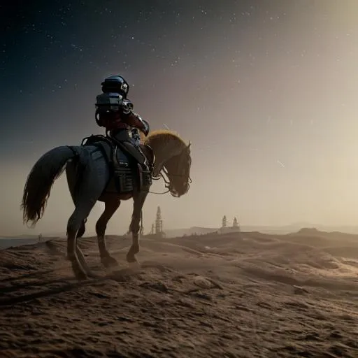 Prompt: Astronaut riding a horse in space