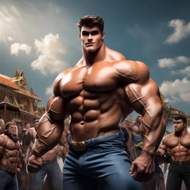 20-foot giant handsome wide teenage bodybuilder fil... | OpenArt