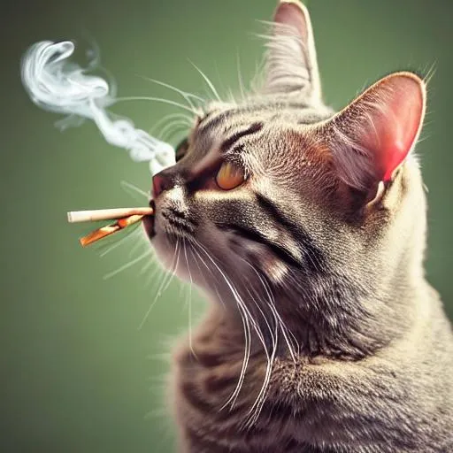 Prompt: cat smoking a fat blunt