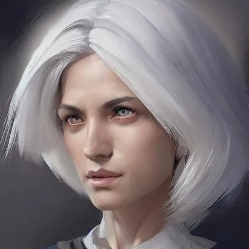 Prompt: east - european shepard, portrait, highly detailed, white hair, full body, digital painting, trending on artstation, concept art, sharp focus, illustration, art by artgerm and greg rutkowski and magali villeneuve