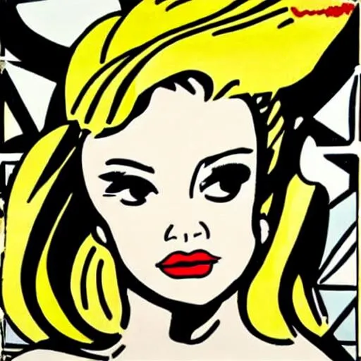 Prompt: roy Lichtenstein hot blonde woman