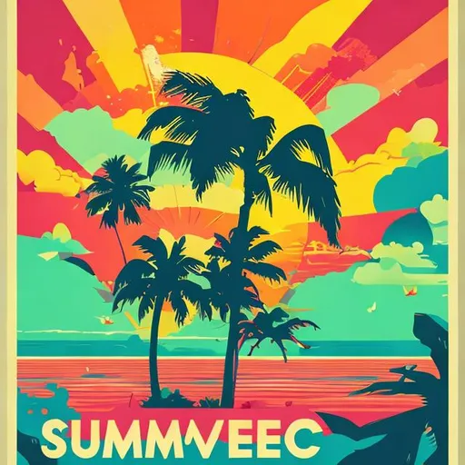 Prompt:  music art poster summer vibes