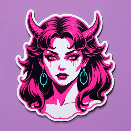 Prompt: beautiful female demon, hell, demonic, vaporwave, retro, neon, aesthetic, liminal, high quality, high definition, beautiful, dramatic lighting