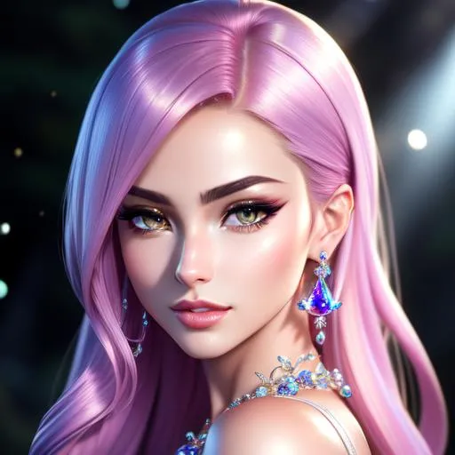 Prompt: {{{{highest quality stylized character masterpiece}}}} best award-winning digital oil painting with {{lifelike textures brush strokes}},
hyperrealistic intricate perfect 128k UHD HDR upper body image of surrealistic flirtatious seductive stunning gorgeous beautiful feminine 22 year old anime like opalescent iridescent pearlescent ethereal ultimate dark provocative goddess with 
{{voluminous hair}} and {{beautiful golden eyes}} wearing {{universe-fabric stylistic dress}} with deep exposed visible cleavage and tight beautiful belly pooch,
wonderful extremely detailed face with romance glamour beauty soft skin and red blush cheeks and cute sadistic smile and {{seductive love gaze at camera}}, 
perfect anatomy in perfect colored shaded composition of professional sharp focus RAW photography with depth of field, 
cinematic volumetric dramatic 3d lighting, 
{{sexy}}, 
{{huge breast}}, 
physics-based rendering, 
masterpiece