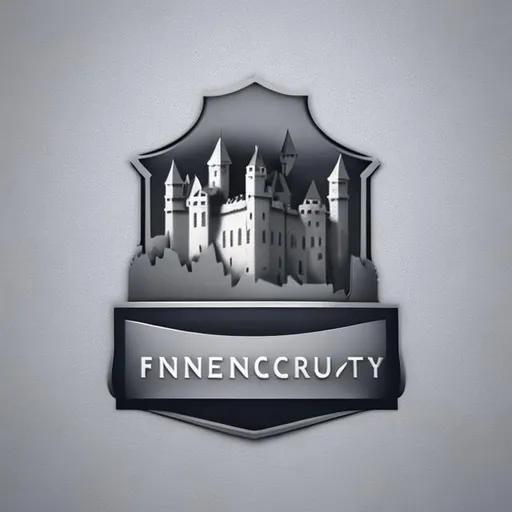 Prompt: logo for financial company with castle theme featuring a half turned  grey 3d castle

