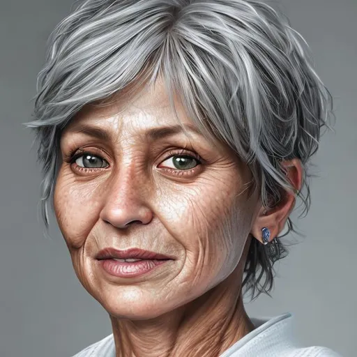 Prompt: photorealistic detailed portret of a 57 year old female