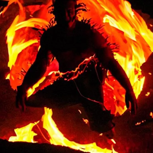 Prompt: volcano explosion dancer in the dark