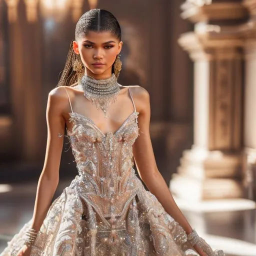 Prompt: unreal engine, masterpiece, tilt-shift technique, high quality full body photo of Zendaya like Barbie, very highly detailed perfect form intricately painted,  intricate exquisite face, realistic photo, high quality, supermacro,, in perfect studio lighting, supermacro objective, with , best contrast, octane render