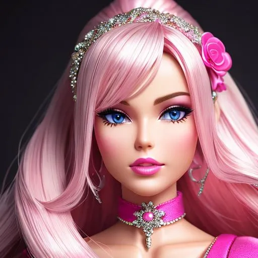 Prompt: High quality pic 64k resolution, very detailed pink Barbie look