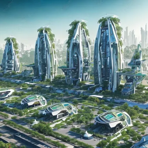 Prompt: a futuristic city, crazy building structures, solar paneled, well-planned, greenery