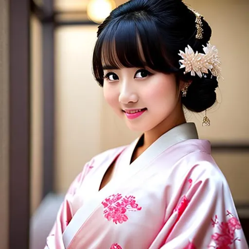 Prompt: girl wearing a kimono
