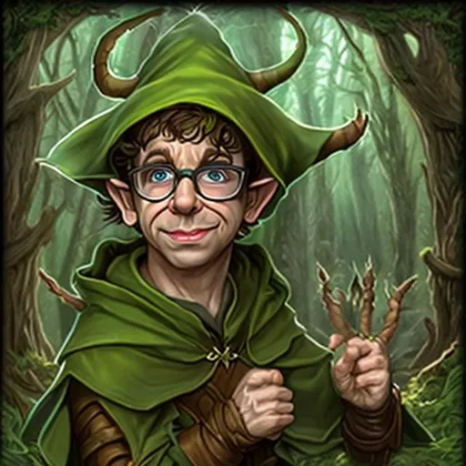 Prompt: Rick Moranis elf druid