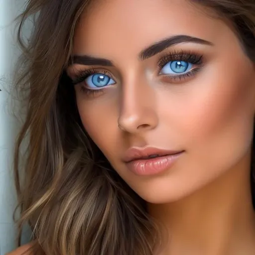 Prompt: beautiful olive skin lady light beautiful blue eyes







