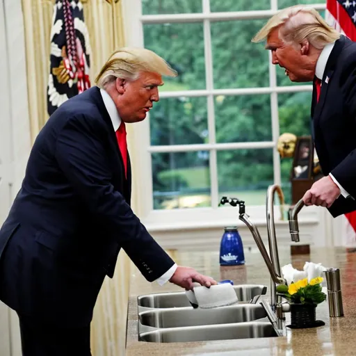 Prompt: Donald Trump doing the dishes