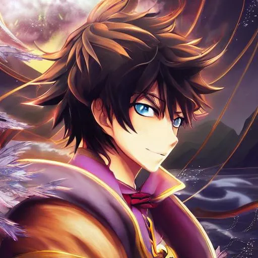 Prompt: scenic view hyperdetailed intricate elaborate a lot of fluidity, masterpiece best quality hyperdetailed ultra realistic 3D 1 young hot anime magician boy, dynamic pose, full body visible, hyperdetailed intricate sands canvas fluffy brown melting hair