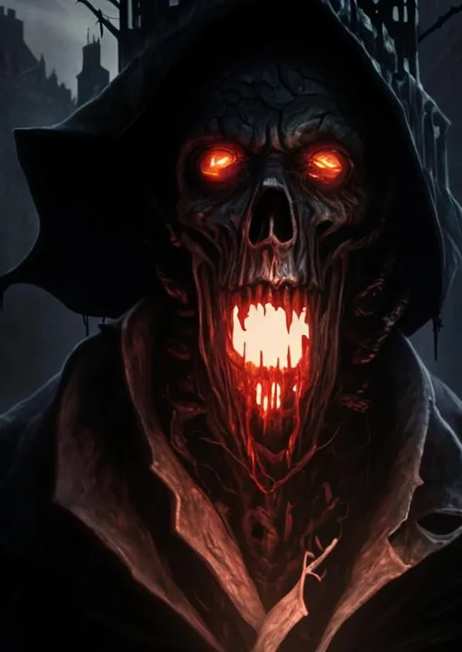 Prompt: Blight Man Black Gothic Close up 4k Dark Fantasy Killer